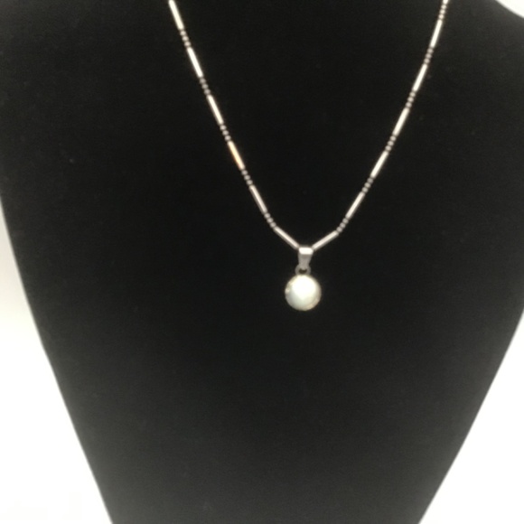 925 Sterling Silver Fancy Chain w 2 Pendants, moonstone and Murano cross - Picture 3 of 12